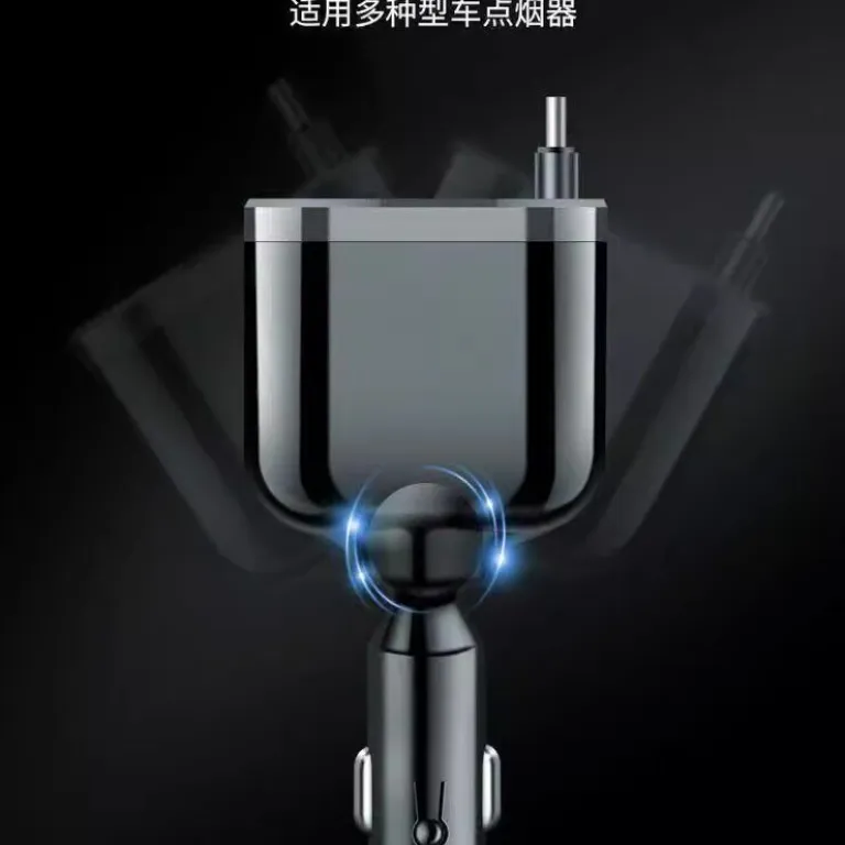 شارژر فندکی خودرو با سیم جمع‌شونده شارژ سریع 2025 مدل جدید دو خروجی فندکی 120w مناسب هواوی و شیائومی