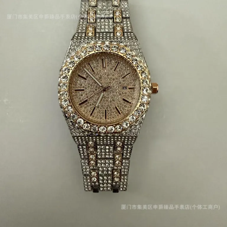 2025 ساعت مردانه باکیفیت تمام الماس AP، پرفروش در Dunhuang و AliExpress، شیک و مد روز، موتور کوارتز، عرضه مستقیم از کارخانه