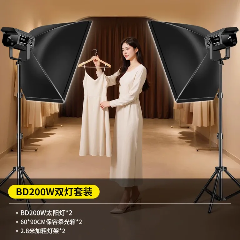 200W چراغ فیلم‌برداری COB پرقدرت برای استودیوهای اینترنتی، مناسب عکاسی از لباس در فضای داخلی، با نور زیبایی و جوان‌سازی پوست و رفلکتور عمیق