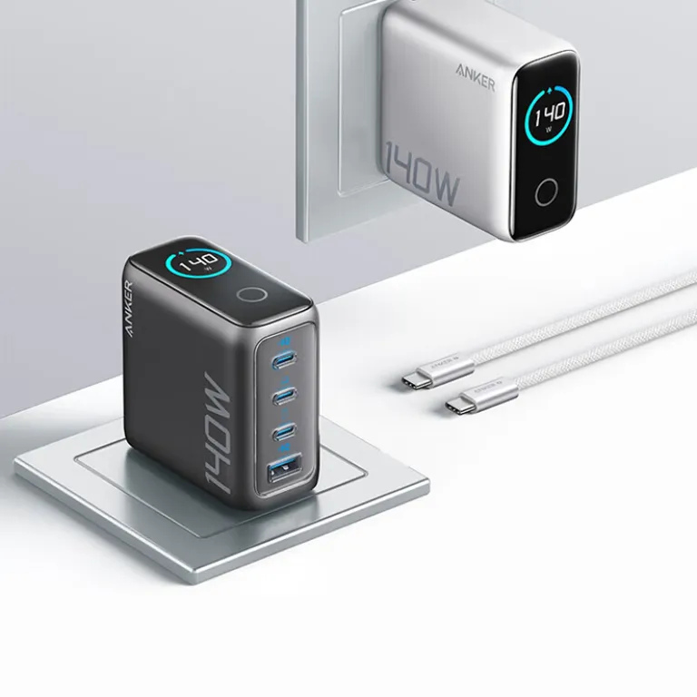 ست شارژر و کابل ANKER 140W گالیوم نیترید با دو نمایشگر هوشمند B2697