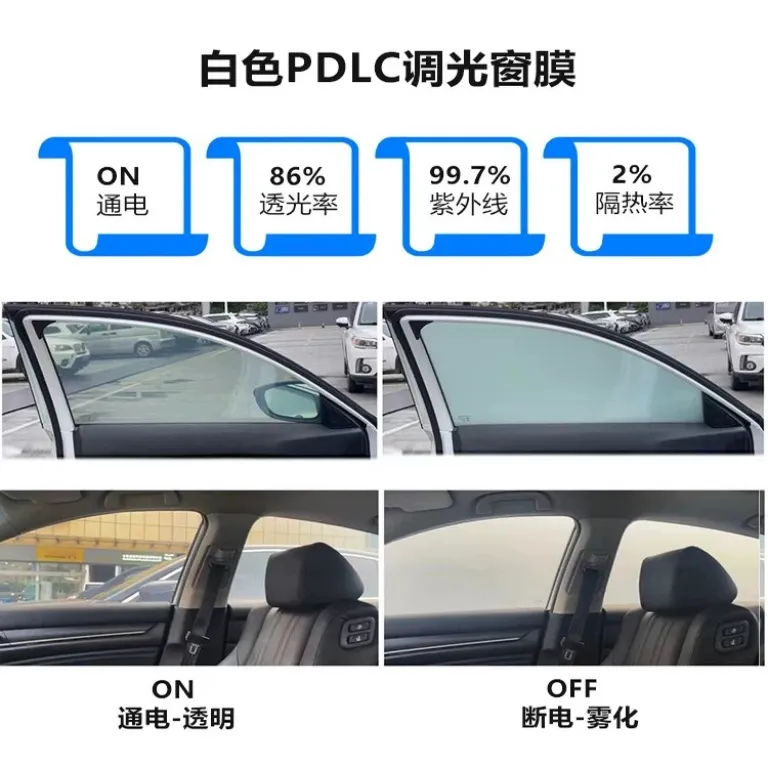 فیلم هوشمند مهپاش خودرو PDLC با قابلیت تنظیم نور، شیشه برقی، عایق حرارت، کنترل از راه دور و حفظ حریم خصوصی برای تجارت خارجی