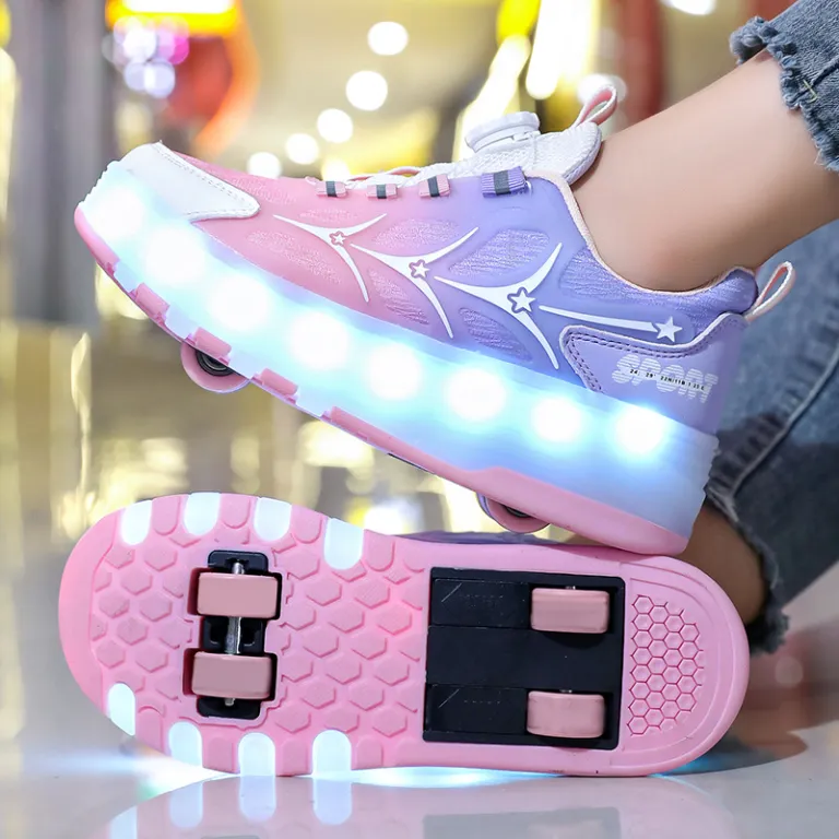 کفش‌های چرخ‌دار هیلیس عمده کارخانه با چراغ LED شارژی، کفش اسکیت چرخ‌دار جمع‌شونده برای کودکان و بزرگسالان