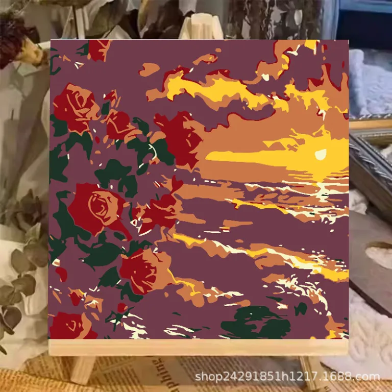 نقاشی رنگ‌روغن دیجیتال گل DIY رنگ‌آمیزی نقاشی دستی کودکانه نقاشی دستی پر کردن منظره لاله نقاشی رنگ‌روغن دیجیتال عمده