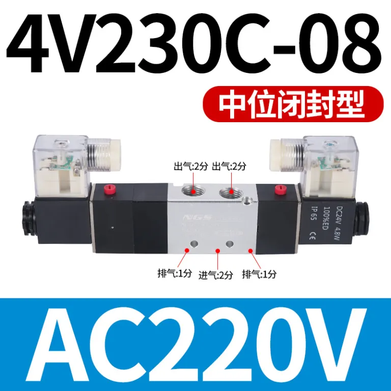 4V210-08 شیر برقی 12V شیر پنوماتیک DC24V دو وضعیتی پنج راهه 110-06 شیر کنترل دو وضعیتی 310-10