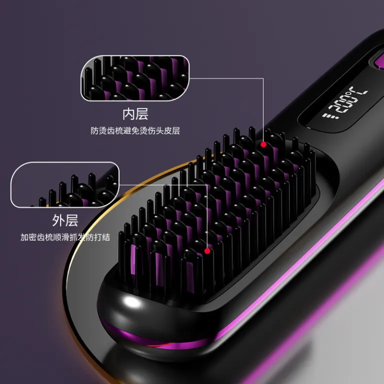 شانه صاف‌کننده مو برقی سرامیکی جدید کراس‌بوردر با نمایشگر LCD و شارژ USB، بی‌سیم قابل حمل با سه سطح دما