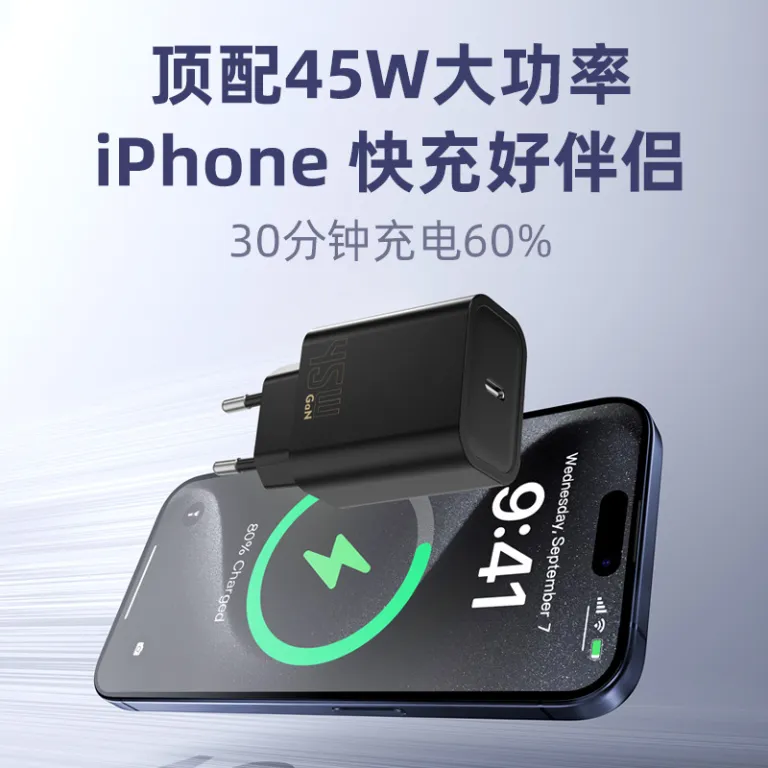 pd45W شارژر گالیوم نیترید تک پورت C با گواهی CE مناسب گوشی تبلت لپ‌تاپ شارژ سریع PD استاندارد اروپا