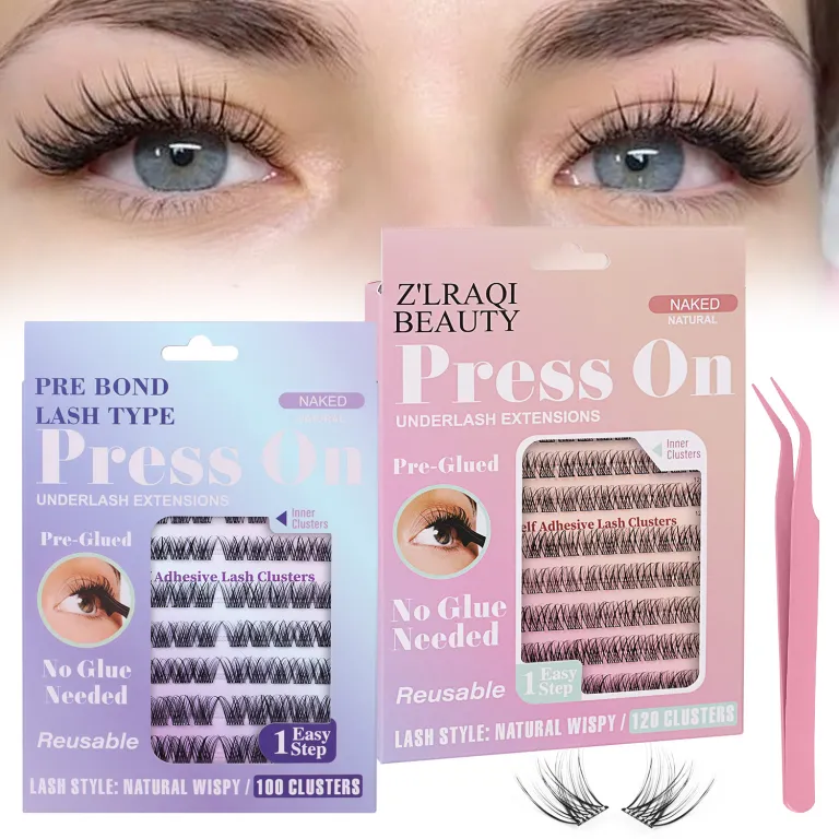 مژه مصنوعی بدون چسب آمازون، ست مژههای تکه‌ای فر و پرپشت DIY کراس‌بردر cluster lashes