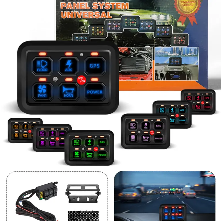 سیستم کنترل برق با فیوز و گروه کلید پنل 6 کاناله برای چراغهای LED اصلاحشده خودرو، مناسب جیپ رانگلر، UTV و کاروان