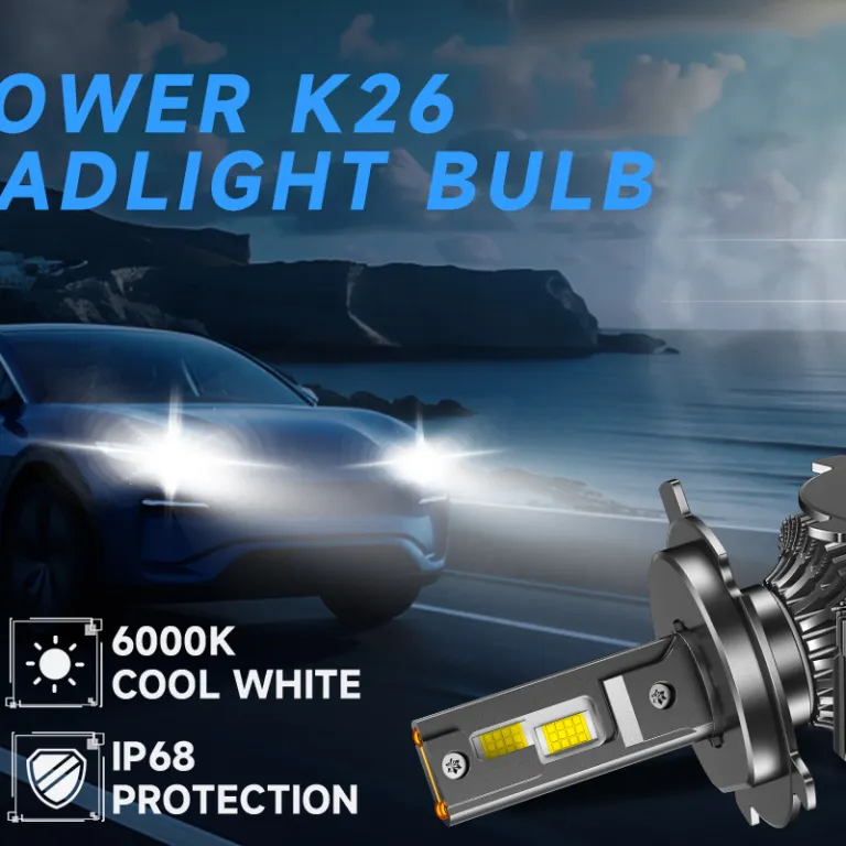 چراغ LED خودرو پرقدرت سه‌لوله مسی K26 190W H1 H4 H7 H11 9005 یکپارچه نور بالا و پایین
