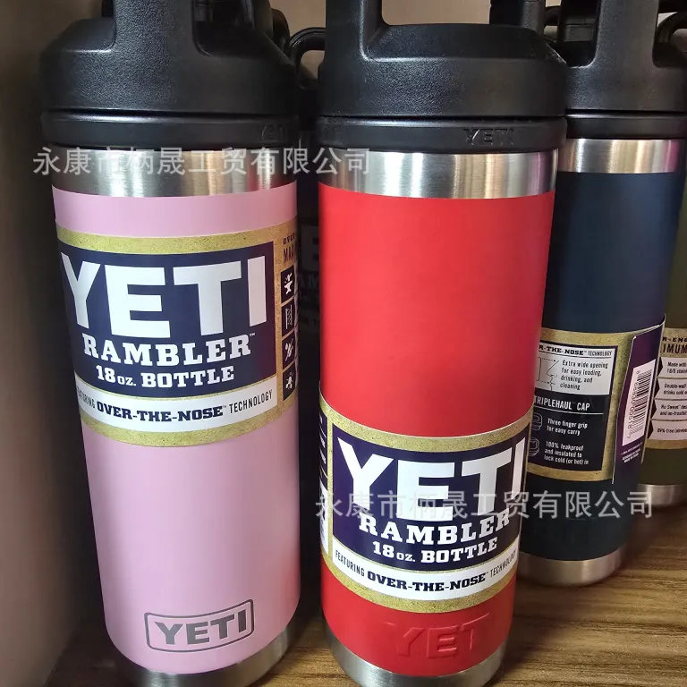 304 قمقمه استیل ضدزنگ YETI با دو درب و دسته، ظرفیت بالا، مناسب فضای باز و قابل حمل 36oz