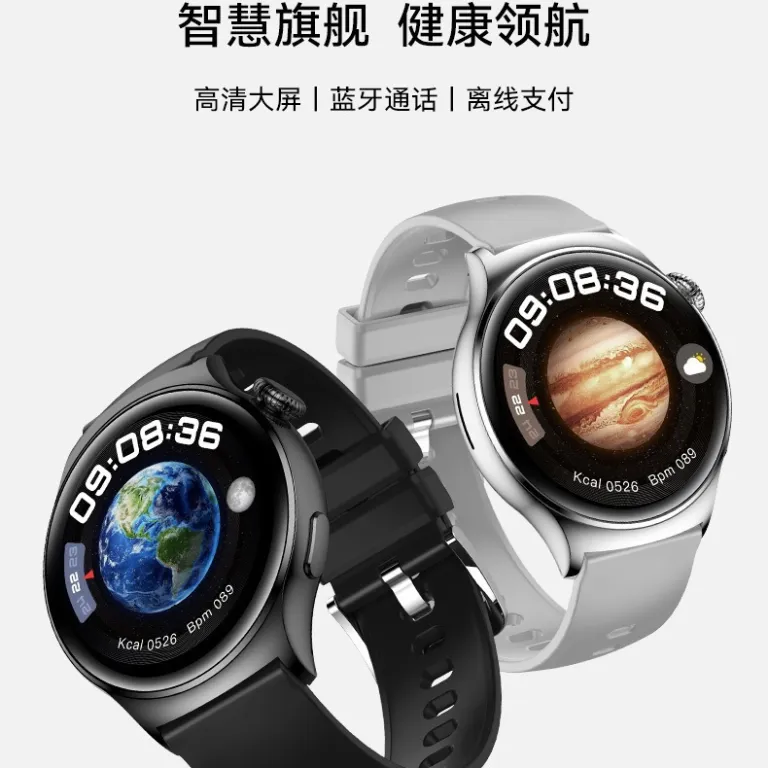 ساعت هوشمند Huaqiangbei Watch4 Pro با صفحه گرد، پشتیبانی از Alipay، NFC، تماس بلوتوثی و چندکاره ورزشی