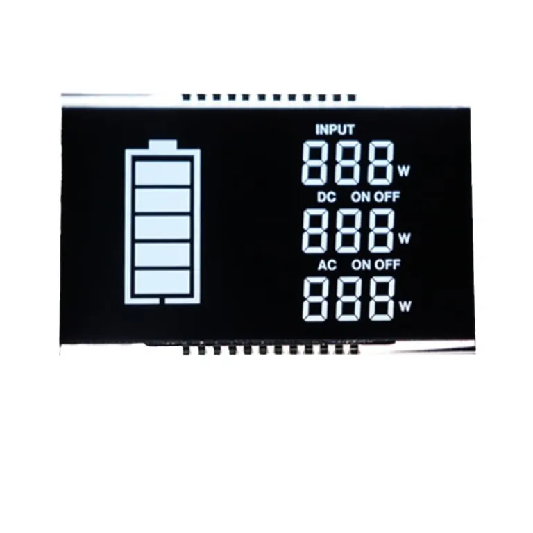 نمایشگر LCD سفارشی VA با صفحه سگمنتی، صفحه نمایش کریستال مایع سگمنتی با زمینه مشکی و نوشته سفید، قابل تنظیم، تولید نمایشگر کریستال مایع