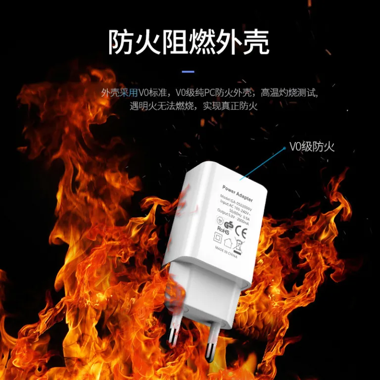 5V2A شارژر USB استاندارد اروپا، هد شارژر دارای گواهی GS اروپا و آداپتور دارای گواهی CE از TUV Rheinland