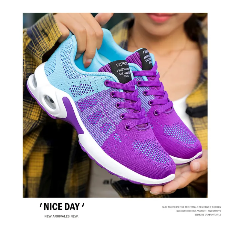 کفش ورزشی زنانه بهاره کراسبوردر سایز بزرگ زیره نرم کفش دویدن کفش هوا shoes کفش توری راحتی