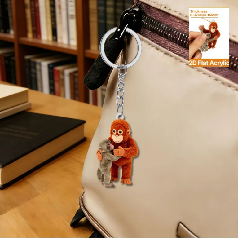 آویز اکریلیک تخت Protect Punch The Monkey طرح اورانگوتان قرمز، محصول جدید صادراتی 2D