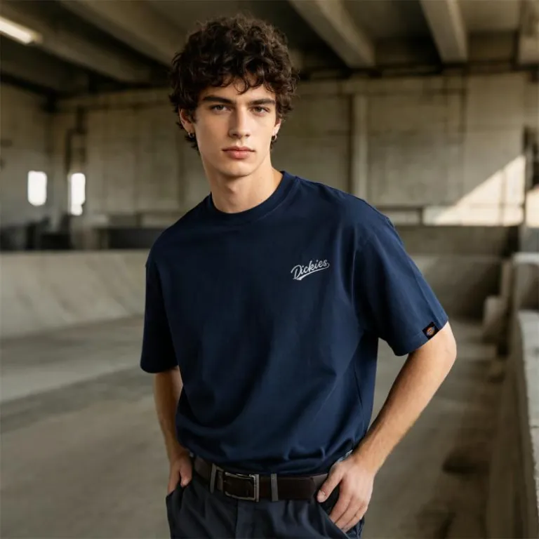تی‌شرت مردانه نخی سنگین Dickies، تنفس‌پذیر و راحت، مدل کلاسیک وینتیج، آستین کوتاه، استایل روزمره آمریکایی