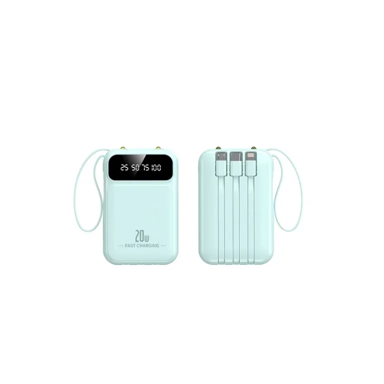 3C دارای گواهی 22.5W پاوربانک 20000 میلی‌آمپر با ظرفیت بالا، شارژ سریع، مینی و دارای کابل داخلی، قابل سفارشی‌سازی