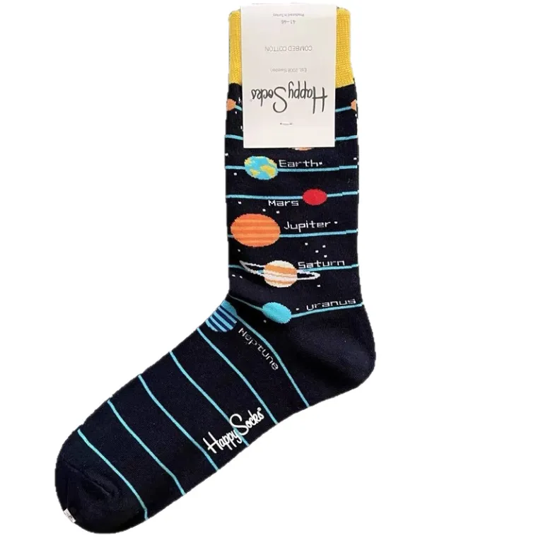 جوراب رنگی HappySocks مردانه طرح کارتونی فانتزی اینستاگرامی ساق‌متوسط بیرونی خیابانی