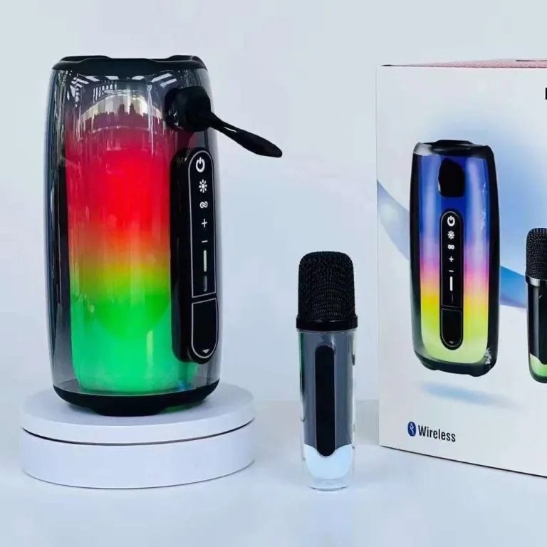 اسپیکر بلوتوثی پالسی 7Pro با نورپردازی محیطی رومیزی، میکروفون کارائوکه قابل حمل