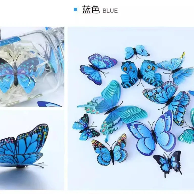 3D برچسب دیواری پروانه سه‌بعدی خلاقانه خودچسب برای اتاق کودک، پذیرایی و یخچال
