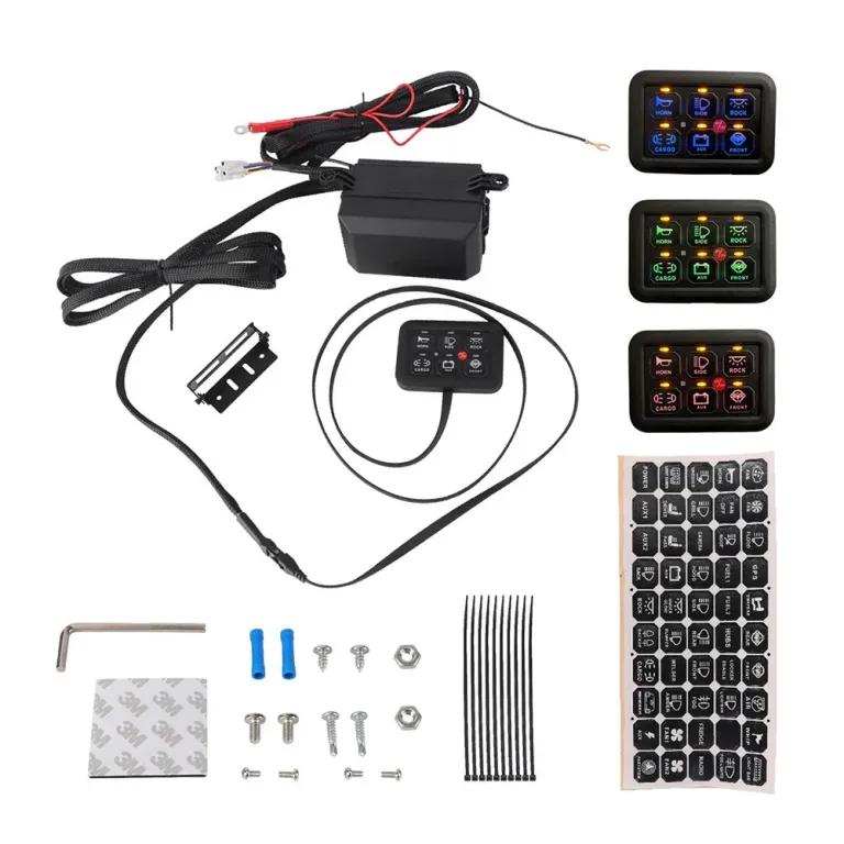 سیستم کنترل برق با فیوز و گروه کلید پنل 6 کاناله برای چراغهای LED اصلاحشده خودرو، مناسب جیپ رانگلر، UTV و کاروان
