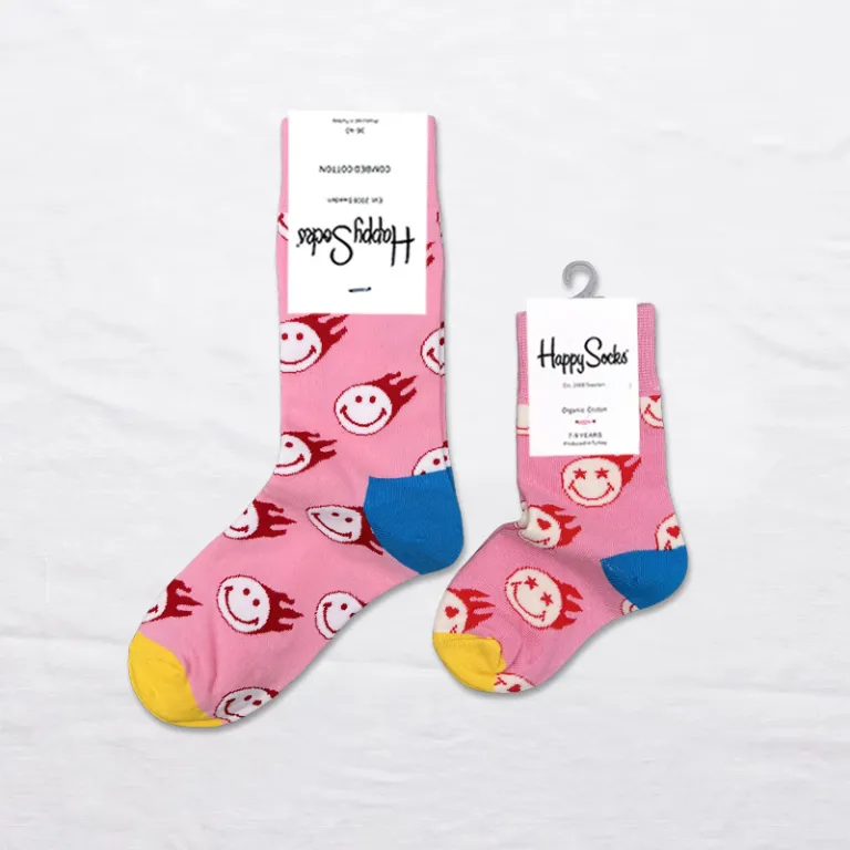 جوراب بچگانه HappySocks طرح کارتونی ساق متوسط مدل هایپی مناسب دختر و پسر برای استفاده بیرون از منزل طرح بامزه عمده و خانوادگی