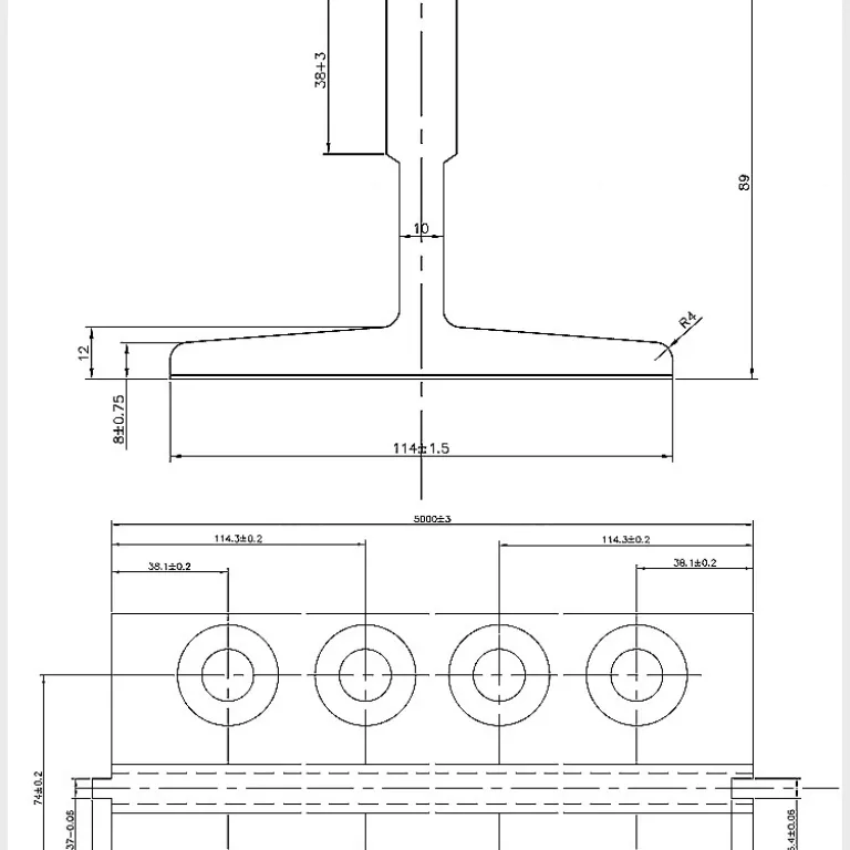 ریل آسانسور ماشین‌کاری‌شده T شکل T75/T78/T89/T90/T127T114T82T50 ریل آسانسور