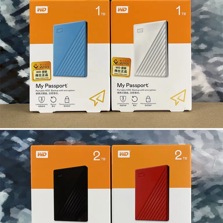 هارد اکسترنال قابل حمل WD My Passport 1T2T4T5T6T با رمزنگاری پرسرعت USB3.0