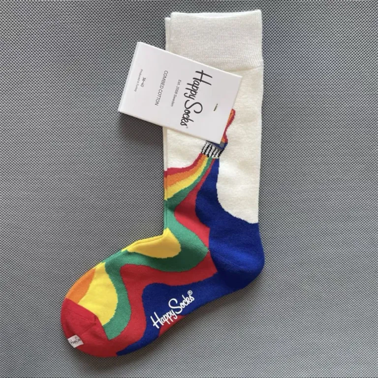 جوراب زنانه رنگارنگ HappySocks طرح کارتونی بامزه مدل اینستاگرامی نیمه‌ساقه بیرونی خیابانی