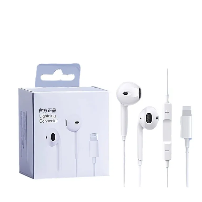 هدفون سیمی اصلی اورجینال با کانکتور تخت مناسب اپل iphone15 14 18 12 13promax 17plus