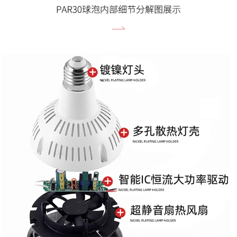 نورافکن پار par30 لامپ متمرکز LED 35W45WE27led ریلی کم‌مصرف و فوق‌روشن