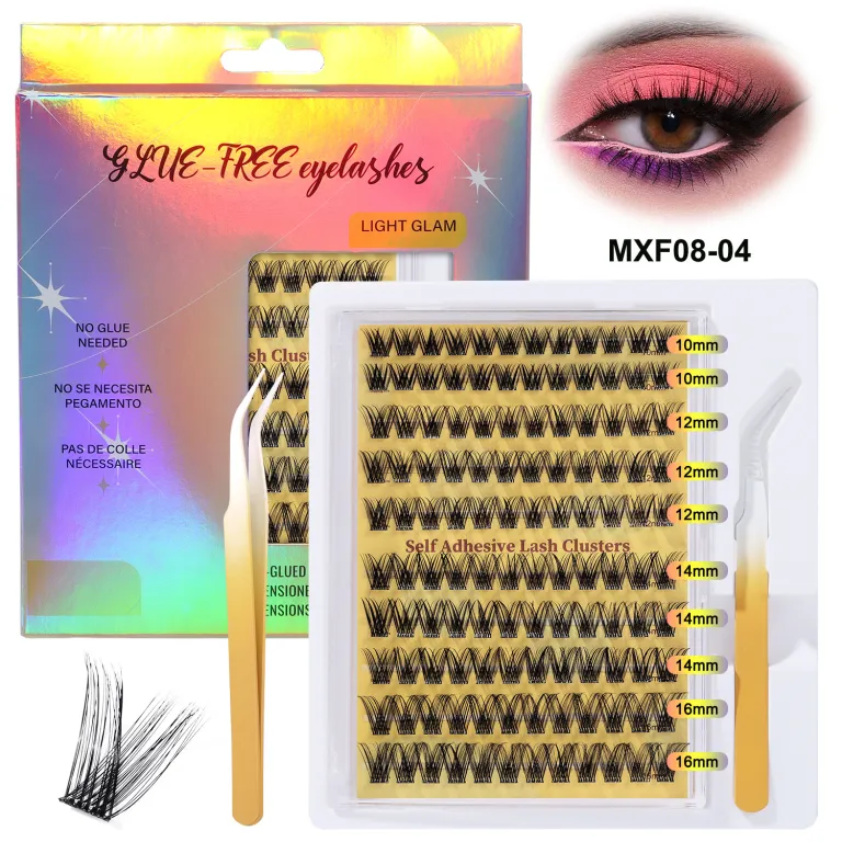 مژه مصنوعی بدون چسب آمازون، ست مژههای تکه‌ای فر و پرپشت DIY کراس‌بردر cluster lashes
