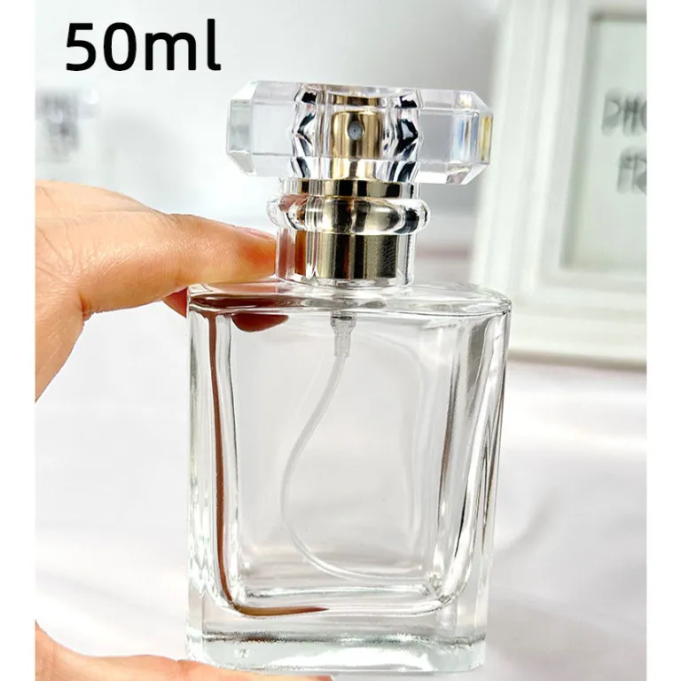 بطری تقسیم عطر با درپوش چوبی، بطری عطر قابل حمل لوکس با ظرفیت بالا، بطری خالی پمپی شیشه‌ای شفاف جایگزین