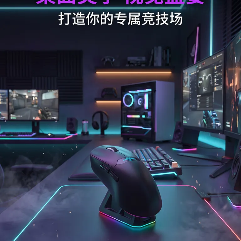 ماوس گیمینگ PAW3311 تراشه سهمُد سبک بی‌سیم صدادار ماوس RGB پایه شارژ مغناطیسی W001