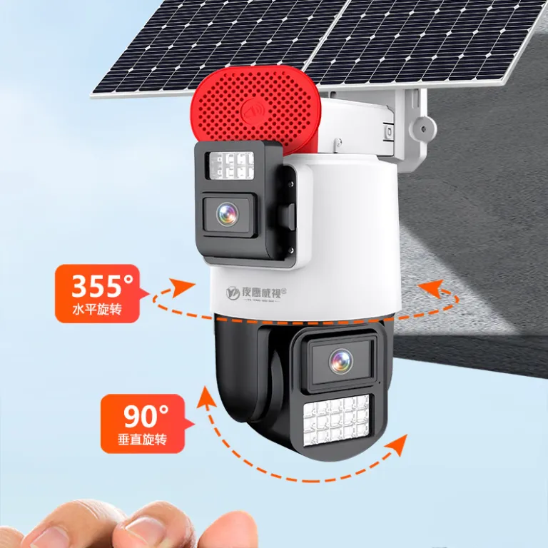 4Gدوربین مداربسته خورشیدی AOV با دید در شب تمام‌رنگی بلک‌لایت360 ضدآب دو لنز هوشمند با کیفیت بالا