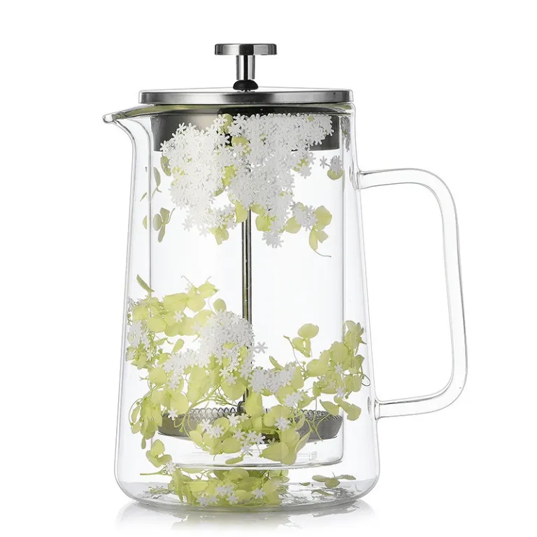 فرنچ پرس دولایه شیشه بوروسیلیکات با فیلتر قهوه، قوری فرنچ پرس خانگی برای دم کردن چای و قهوه