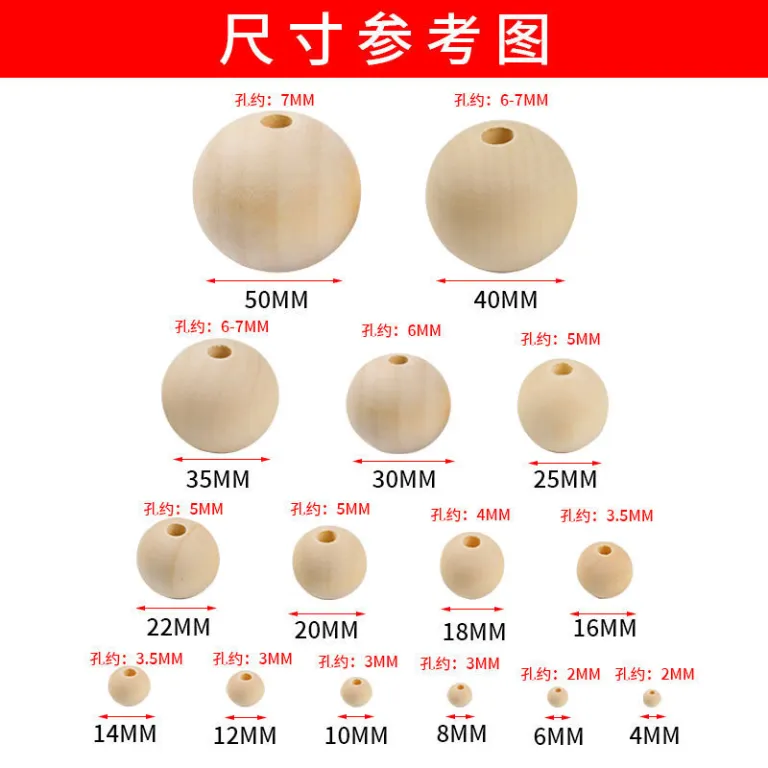 دستبند دست‌ساز مهره گرد چوب هلو مهره چوبی سوراخ‌دار 6-50mm لوازم جانبی DIY عمده