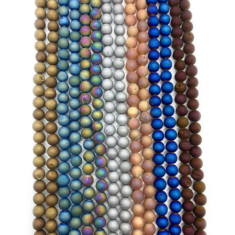 مهره گرد عقیق آبکاریشده 6/8/10mm مهره سنگی مات عمده برای ساخت زیورآلات و دستبند باروک