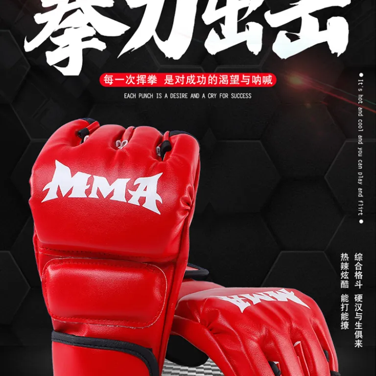 دستکش بوکس MMA مردانه نیم‌انگشت بزرگسال حرفه‌ای ساندا مبارزه تمرین کیسه بوکس دستکش UFC زنانه بدنسازی