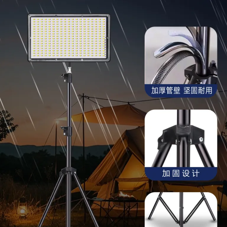 چراغ بازار شب شارژی روشنایی فضای باز LED ابزار ضروری بساط‌گستر نور قوی متحرک با پایه چراغ کمپینگ صحرایی