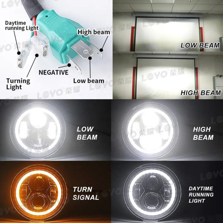 چراغ جلو LED 7 اینچی مناسب جیپ رانگلر و موتورسیکلت هارلی دیویدسون