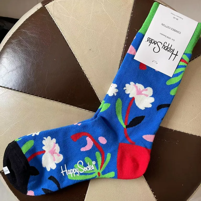 جوراب زنانه رنگارنگ HappySocks طرح کارتونی بامزه مدل اینستاگرامی نیمه‌ساقه بیرونی خیابانی
