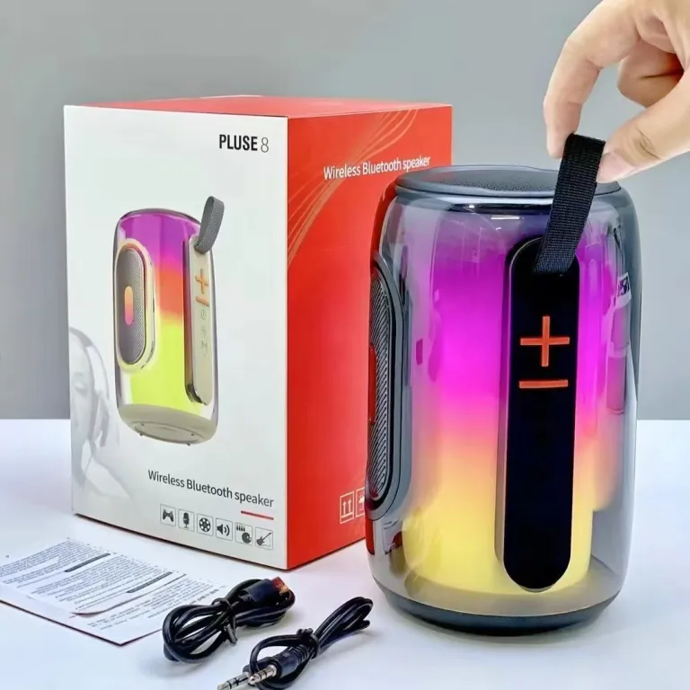 اسپیکر بلوتوثی پالسی 7Pro با نورپردازی محیطی رومیزی، میکروفون کارائوکه قابل حمل