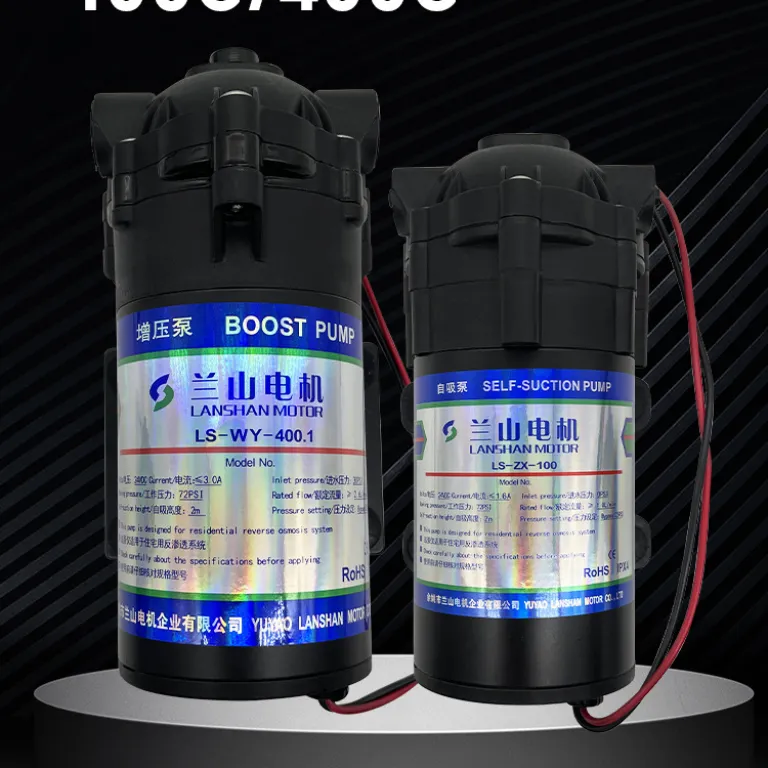 موتور لانشان 24V-100G پمپ تقویت فشار خودمکش تصفیه آب اسمز معکوس غشای RO بی‌صدا 400G پمپ تقویت فشار خودمکش