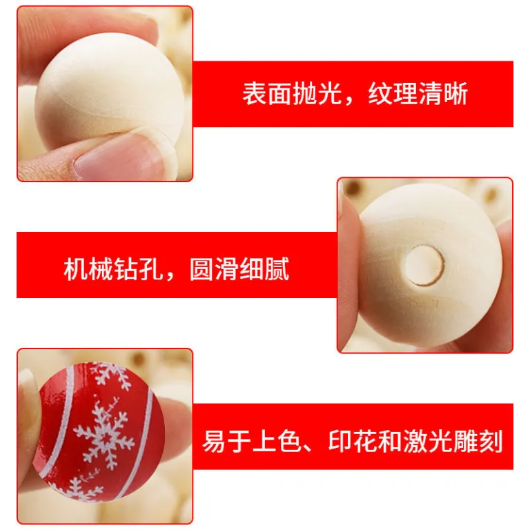 دستبند دست‌ساز مهره گرد چوب هلو مهره چوبی سوراخ‌دار 6-50mm لوازم جانبی DIY عمده