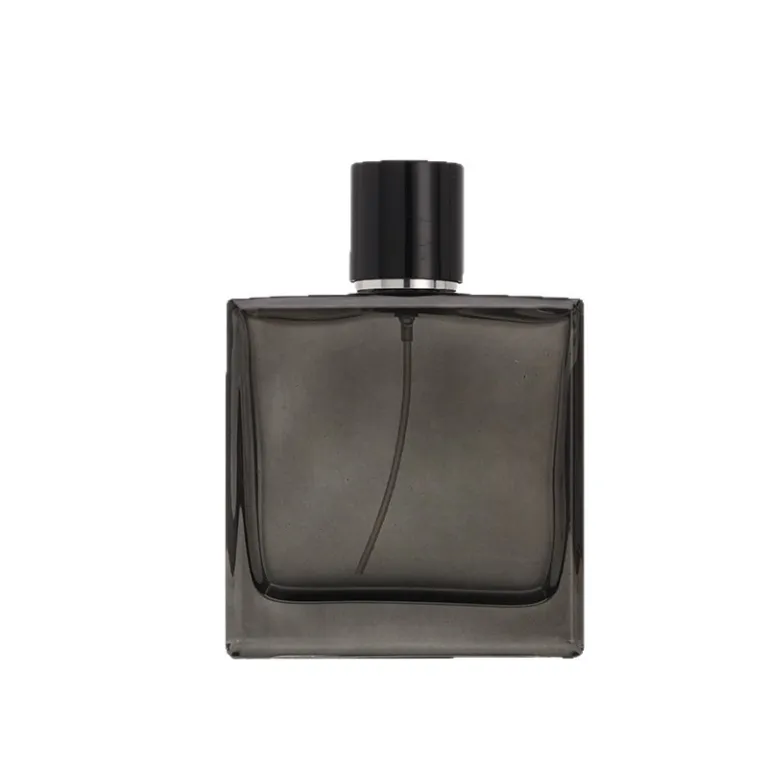 50ml بطری اسپری عطر شیشه‌ای 100ml بطری لوازم آرایشی تخت و مربعی با پمپ فشاری، بطری تقسیم عطر با چاپ لوگو