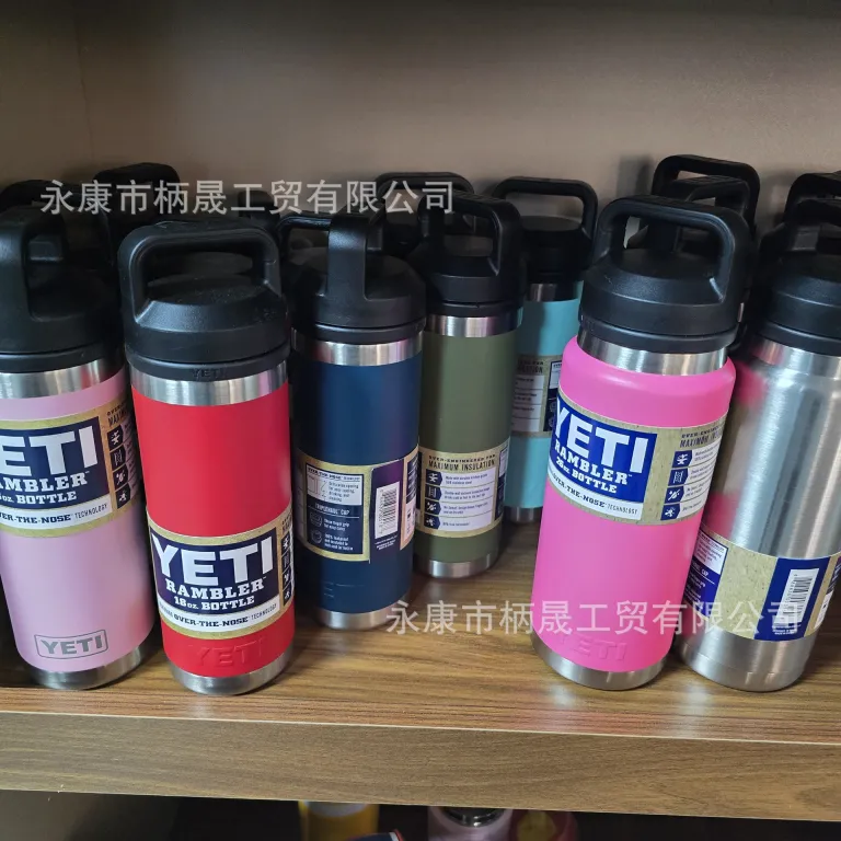 304 قمقمه استیل ضدزنگ YETI با دو درب و دسته، ظرفیت بالا، مناسب فضای باز و قابل حمل 36oz