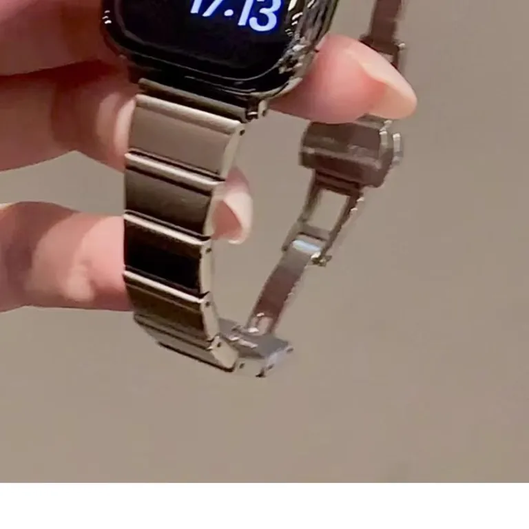 بند مناسب اپل واچ S10 بند iWatchS9 استیل ضدزنگ زنانه طرح کمر باریک s11 حس لوکس ورزشی تابستانی