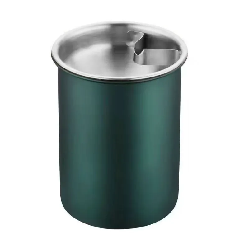 زیرسیگاری استیل ضدزنگ خانگی درب‌دار خلاقانه و شیک برای پذیرایی، اتاق خواب و خودرو، قیفی ضد پراکندگی مناسب خوابگاه