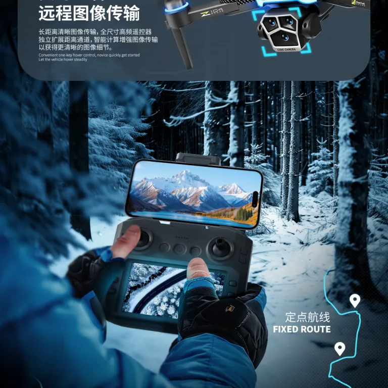پهپاد اسباب‌بازی با کنترل از راه دور، بازگشت خودکار GPS، دوربین HD، نمایشگر روی ریموت، اجتناب از مانع و کنترل‌کننده سرعت الکترونیکی Z104